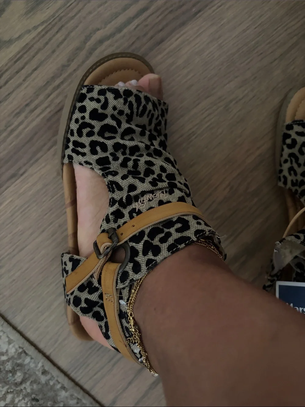 Leopard Print Kids Sandals with Tan Accent